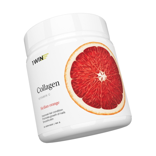 1WIN Коллаген + витамин С / Collagen + Vitamin C Сицилийский апельсин порошок банка 180г 30 порций