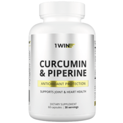 1WIN Куркумин + пиперин / Сurcumin + piperine капсулы массой 460 мг 60 шт 1WIN Куркумин + пиперин / Сurcumin + piperine капсулы массой 460 мг 60 шт