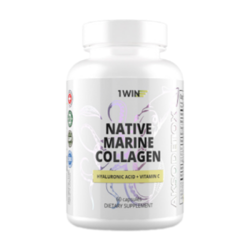 1WIN Нативный морской Коллаген+Гиалуроновая кислота+Витамин С / Native marine collagen+Hyaluronic Acid+Vitamine C капсулы массой 420 мг 60 шт 1WIN Нативный морской Коллаген+Гиалуроновая кислота+Витамин С / Native marine collagen+Hyaluronic Acid+Vitamine C капсулы массой 420 мг 60 шт