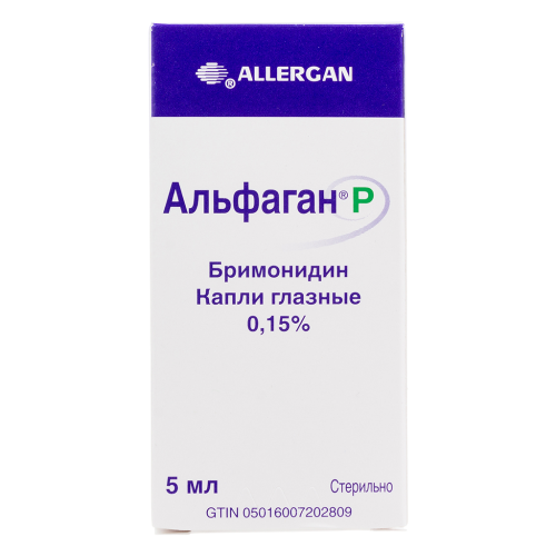 Альфаган Р капли глазные 0,15 % 5 мл 1 шт Альфаган Р капли глазные 0,15 % 5 мл 1 шт