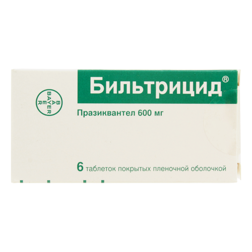Бильтрицид таблетки покрыт.плен.об. 600 мг 6 шт