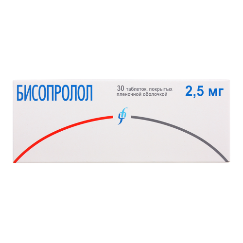Бисопролол таблетки покрыт.плен.об. 2,5 мг 30 шт Бисопролол таблетки покрыт.плен.об. 2,5 мг 30 шт