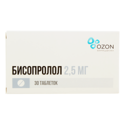 Бисопролол таблетки покрыт.плен.об. 2,5 мг 30 шт Бисопролол таблетки покрыт.плен.об. 2,5 мг 30 шт