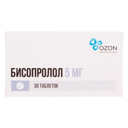 Бисопролол таблетки покрыт.плен.об. 5 мг 30 шт Бисопролол таблетки покрыт.плен.об. 5 мг 30 шт