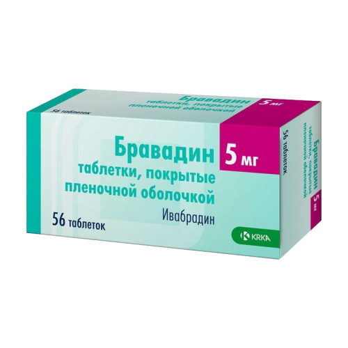 Бравадин таблетки покрыт.плен.об. 5 мг 56 шт Бравадин таблетки покрыт.плен.об. 5 мг 56 шт