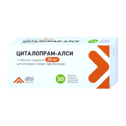 Циталопрам-АЛСИ таблетки покрыт.плен.об. 20 мг 30 шт Циталопрам-АЛСИ таблетки покрыт.плен.об. 20 мг 30 шт