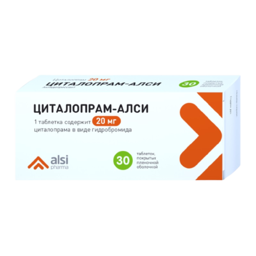 Циталопрам-АЛСИ таблетки покрыт.плен.об. 20 мг 30 шт