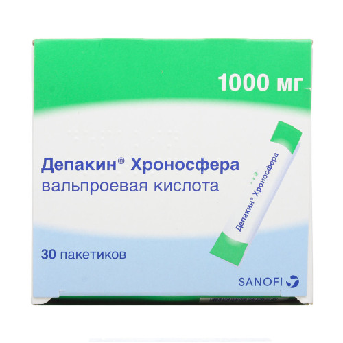 Депакин Хроносфера гранулы с пролонг высвобождением 1000 мг пакетики 30 шт Депакин Хроносфера гранулы с пролонг высвобождением 1000 мг пакетики 30 шт