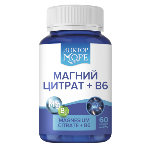 Доктор Море Магний цитрат+B6 оптимум/Magnesium Citrate+B6 optimum капсулы по 0,77 г 60 шт