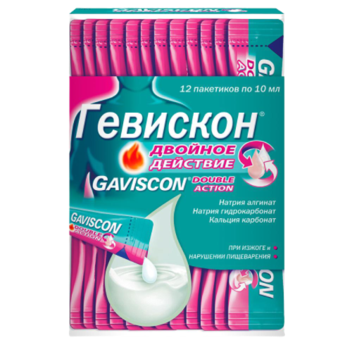 Гевискон Двойное Действие суспензия для приема внутрь 10 мл пак 12 шт