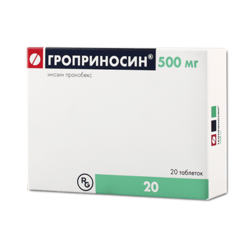 Гроприносин таблетки 500 мг 20 шт Гроприносин таблетки 500 мг 20 шт