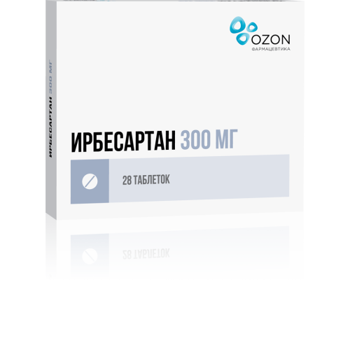 Ирбесартан таблетки покрыт.плен.об. 300 мг 28 шт Ирбесартан таблетки покрыт.плен.об. 300 мг 28 шт