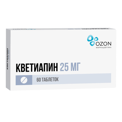 Кветиапин таблетки покрыт.плен.об. 25 мг 60 шт Кветиапин таблетки покрыт.плен.об. 25 мг 60 шт