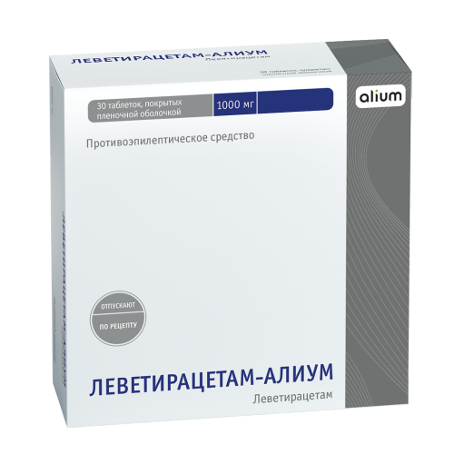 Леветирацетам-Алиум таблетки покрыт.плен.об. 1000 мг 30 шт Леветирацетам-Алиум таблетки покрыт.плен.об. 1000 мг 30 шт