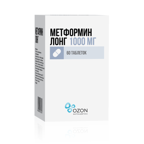 Метформин Лонг таблетки с пролонг высвобождением 1000 мг 60 шт Метформин Лонг таблетки с пролонг высвобождением 1000 мг 60 шт