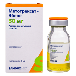 Метотрексат-Эбеве раствор для инъекций 10 мг/мл 5 мл фл 1 шт Метотрексат-Эбеве раствор для инъекций 10 мг/мл 5 мл фл 1 шт