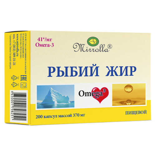 Mirrolla Рыбий жир пищевой капсулы массой 370 мг 200 шт