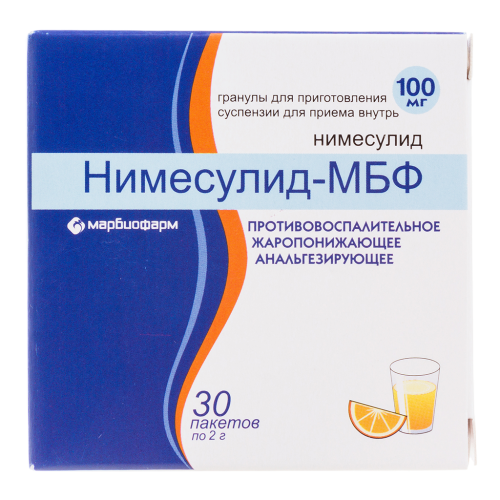 Нимесулид-МБФ гранулы д/приг суспензии для приема внутрь 100 мг пакеты по 2 г 30 шт Нимесулид-МБФ гранулы д/приг суспензии для приема внутрь 100 мг пакеты по 2 г 30 шт