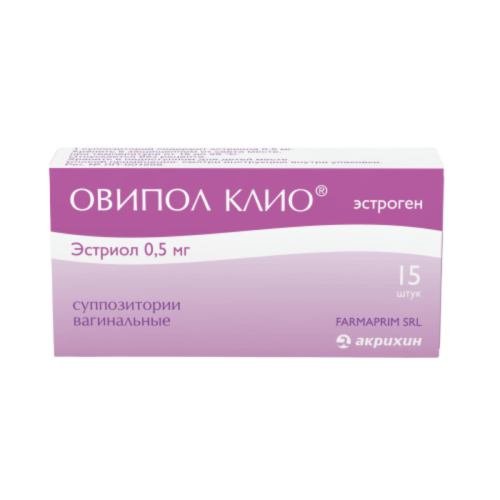 Овипол Клио суппозитории вагинальные 0,5 мг 15 шт Овипол Клио суппозитории вагинальные 0,5 мг 15 шт