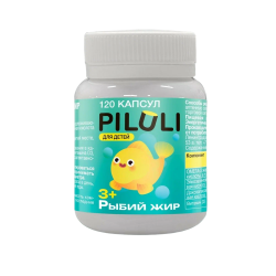 PILULI Детский рыбий жир Kids Fish Oil капсулы по 0,2 г 3+ 120 шт PILULI Детский рыбий жир Kids Fish Oil капсулы по 0,2 г 3+ 120 шт