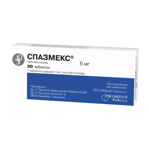 Спазмекс таблетки 5 мг 30 шт Спазмекс таблетки 5 мг 30 шт