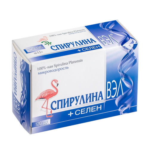 Спирулина ВЭЛ+Селен таблетки массой 0,5 г 120 шт