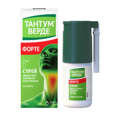 Тантум Верде форте спрей для местного применения дозированный 0,51 мг/доза 15 мл 1 шт