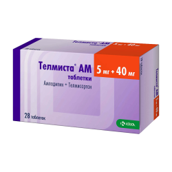 Телмиста АМ таблетки 5 мг+40 мг 28 шт Телмиста АМ таблетки 5 мг+40 мг 28 шт
