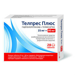 Телпрес Плюс таблетки 80 мг+25 мг 28 шт Телпрес Плюс таблетки 80 мг+25 мг 28 шт