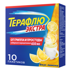 ТераФлю Экстра от гриппа и простуды, порошок со вкусом лимона порошок д/приг раствора д/приема внутрь лимон пак 10 шт ТераФлю Экстра от гриппа и простуды, порошок со вкусом лимона порошок д/приг раствора д/приема внутрь лимон пак 10 шт