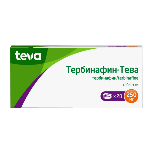 Тербинафин-Тева таблетки 250 мг 28 шт Тербинафин-Тева таблетки 250 мг 28 шт