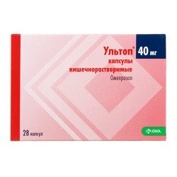 Ультоп капсулы кишечнорастворимые 40 мг 28 шт Ультоп капсулы кишечнорастворимые 40 мг 28 шт