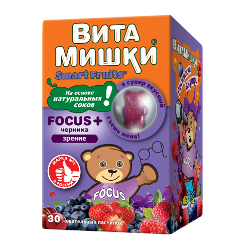 ВитаМишки Focus+ черника жевательные пастилки массой 2500 мг 30 шт ВитаМишки Focus+ черника жевательные пастилки массой 2500 мг 30 шт