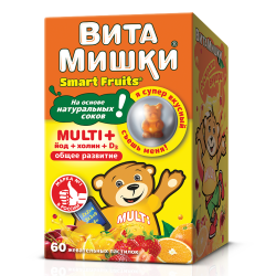 ВитаМишки Multi+ йод+холин жевательные пастилки массой 2500 мг 60 шт ВитаМишки Multi+ йод+холин жевательные пастилки массой 2500 мг 60 шт