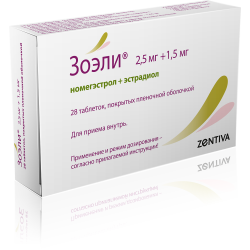 Зоэли таблетки покрыт.плен.об. 2,5 мг+1,5 мг 28 шт Зоэли таблетки покрыт.плен.об. 2,5 мг+1,5 мг 28 шт