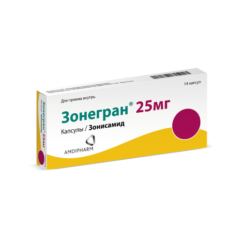 Зонегран капсулы 25 мг 14 шт Зонегран капсулы 25 мг 14 шт
