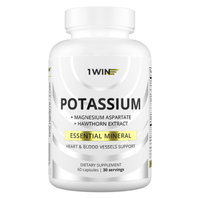 1WIN Калий+магний+экстракт боярышника / Potassium+magnesium+hawthorn extract капсулы массой 860 мг 60 шт