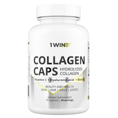 1WIN Коллаген с витамином С, гиалуроновой кислотой и биотином / Сollagen with vitamin C, hyaluronic acid and biotin капсулы массой 570 мг 90 шт