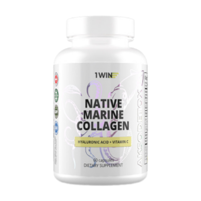 1WIN Нативный морской Коллаген+Гиалуроновая кислота+Витамин С / Native marine collagen+Hyaluronic Acid+Vitamine C капсулы массой 420 мг 60 шт
