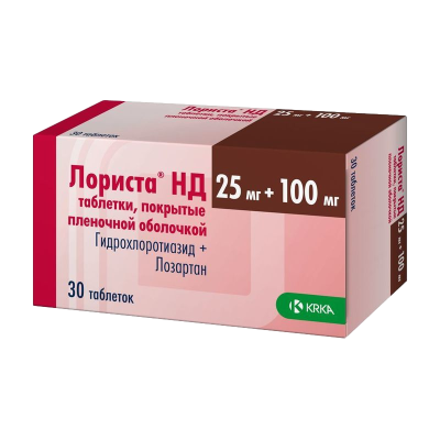 Лориста НД таблетки покрыт.плен.об. 25 мг+100 мг 30 шт