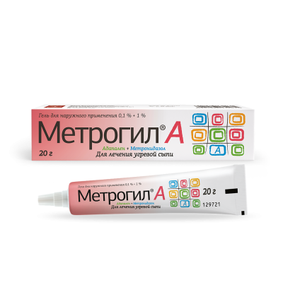 Метрогил А гель для наружного применения 0,1%+1% 20 г 1 шт