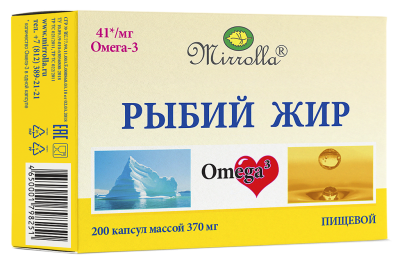 Mirrolla Рыбий жир пищевой капсулы массой 370 мг 200 шт
