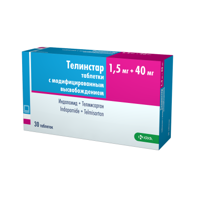 Телинстар таблетки с модифицированным высвобождением покрыт.плен.об. 1,5 мг+40 мг 30 шт