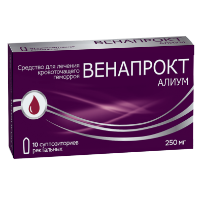 Венапрокт Алиум суппозитории ректальные 250 мг 10 шт